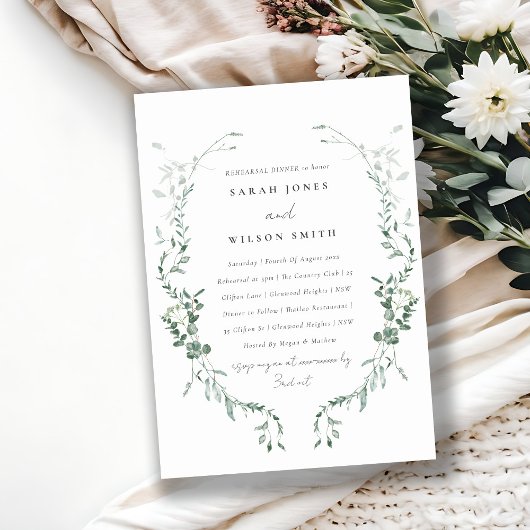 Invitation Dîner de répétition d'aquarelle de l'Eucalyptus bo