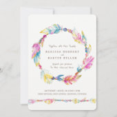 Invitation Dîner de répétition d'aquarelle de perles de plume (Devant)