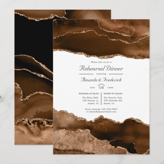 Invitation Dîner de répétition d'aquarelle d'or du désert (Devant / Derrière)