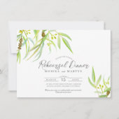 Invitation Dîner de répétition d'aquarelle feuille Eucalyptus (Devant)