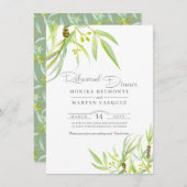 Invitation Dîner de répétition d'aquarelle feuille Eucalyptus (Devant / Derrière)