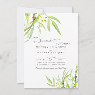 Invitation Dîner de répétition d'aquarelle feuille Eucalyptus