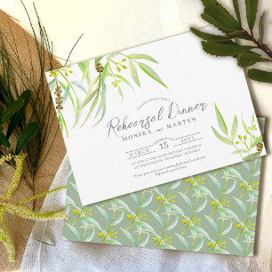 Invitation Dîner de répétition d'aquarelle feuille Eucalyptus