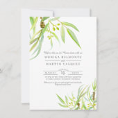 Invitation Dîner de répétition d'aquarelle feuille Eucalyptus (Devant)