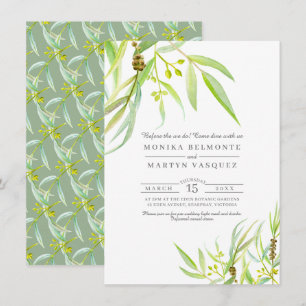 Invitation Dîner de répétition d'aquarelle feuille Eucalyptus