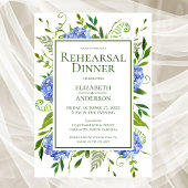 Invitation Dîner de répétition d'aquarelle florale Blue Hydra