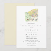 Invitation Dîner de répétition d'aquarelle Positano Italie (Devant / Derrière)