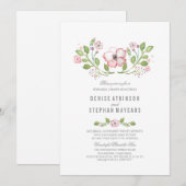 Invitation Dîner de répétition d'aquarelle rose (Devant / Derrière)