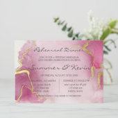 Invitation Dîner de répétition d'aquarelle rose et or (Debout devant)