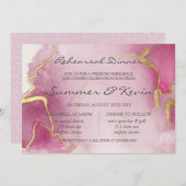 Invitation Dîner de répétition d'aquarelle rose et or (Devant / Derrière)