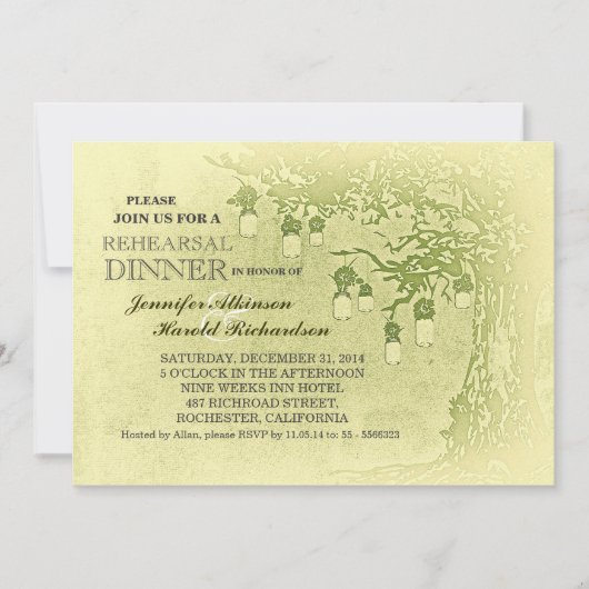 Invitation Dîner de répétition d'arbre de jarres de maçon rus (Devant)