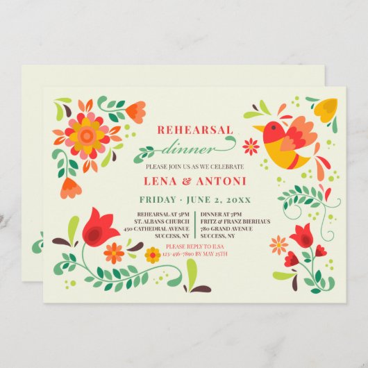 Invitation Dîner de répétition d'art populaire (Devant / Derrière)