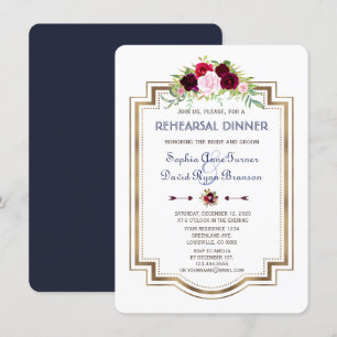 Invitation Dîner de répétition d'automne de la marine Blue Ma