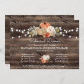 Invitation Dîner de répétition d'automne rustique Citrouille (Devant / Derrière)