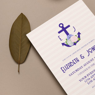Invitation Dîner de répétition de bandes florales nautiques