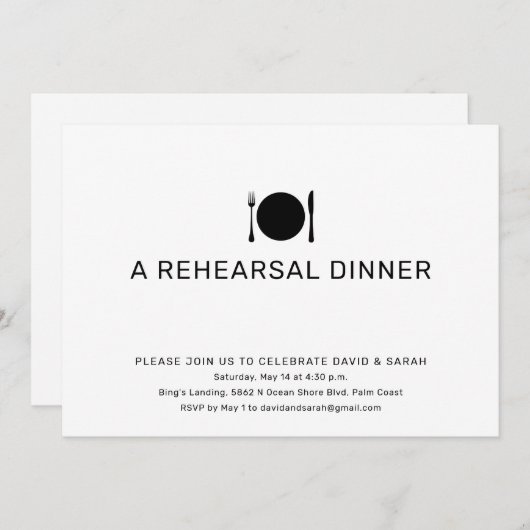 Invitation Dîner de répétition de base (Devant / Derrière)