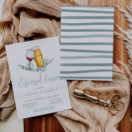Invitation Dîner de répétition de bière et de vin