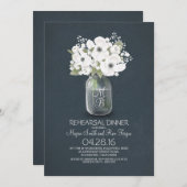 Invitation dîner de répétition de bocal de mason à fleurs rus (Devant / Derrière)