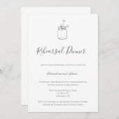 Invitation Dîner de répétition de bocal de mason rustique gri (Devant / Derrière)