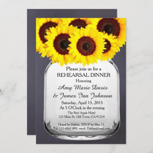 Invitation Dîner de répétition de bocal de tableau noir invit (Devant / Derrière)