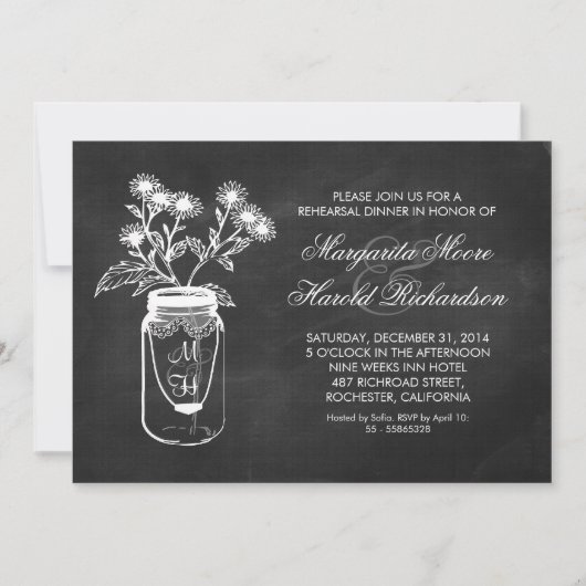 Invitation Dîner de répétition de bocal de tableau noir invit (Devant)