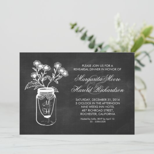 Invitation Dîner de répétition de bocal de tableau noir invit (Debout devant)