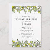 Invitation Dîner de répétition de branche Olive moderne (Devant)