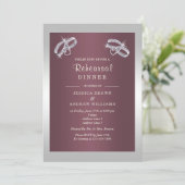 Invitation Dîner de répétition de Burgandy et anneaux d'argen (Debout devant)