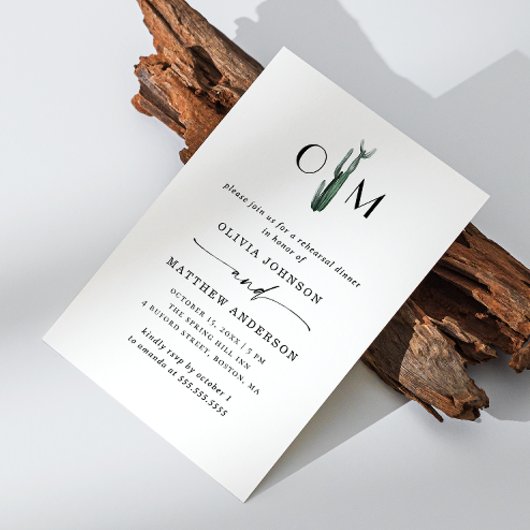 Invitation Dîner de répétition de Cactus du désert | Elegant 