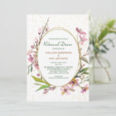 Invitation Dîner de répétition de cadre doré en fleurs de cer (Debout devant)