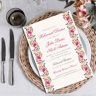 Invitation Dîner de répétition de cadre floral de cygne de pe