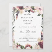 Invitation Dîner de répétition de cadre floral prune blush (Devant)