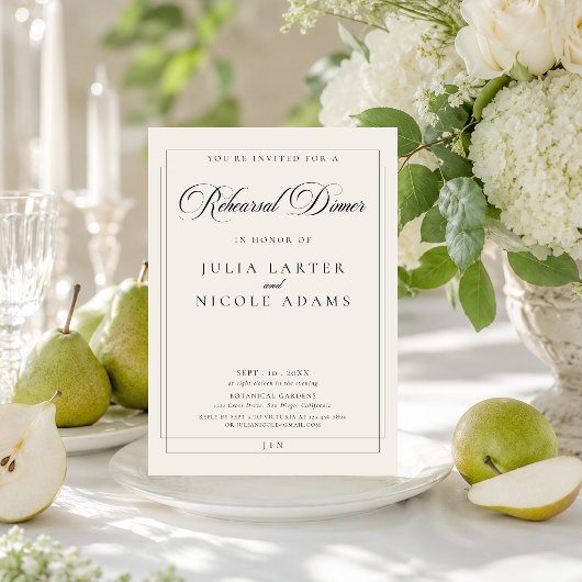 Invitation Dîner de répétition de calligraphie classique en i