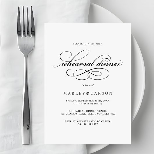 Invitation Dîner de répétition de calligraphie de script mode
