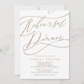 Invitation Dîner de répétition de calligraphie d'or romantiqu (Devant)