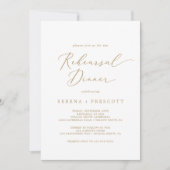 Invitation Dîner de répétition de calligraphie dorée (Devant)