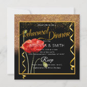 Invitation Dîner de répétition de calligraphie dorée (Devant)