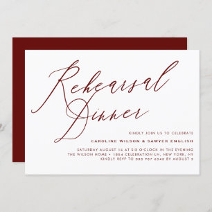 Invitation Dîner de répétition de calligraphie élégant de Bou