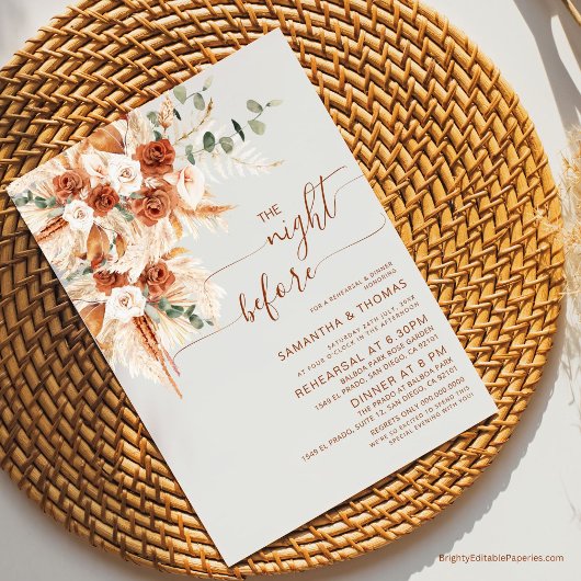 Invitation Dîner de répétition de calligraphie élégante la ve