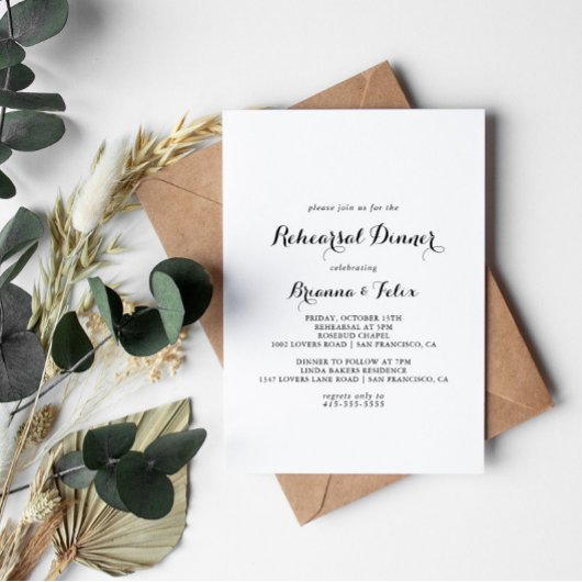 Invitation Dîner de répétition de calligraphie moderne