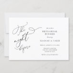 Invitation Dîner de répétition de calligraphie moderne Invita<br><div class="desc">Dîner de répétition mariage avec un élégant script moderne. Customisez avec vos informations pour le couple. Cliquez sur "cliquer pour customiser plus loin" pour modifier le style,  la taille ou la couleur de la police.</div>