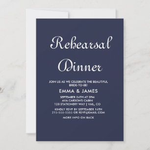 Invitation Dîner de répétition de calligraphie Navy romantiqu