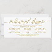 Invitation Dîner de répétition de calligraphie or et blanc (Devant)