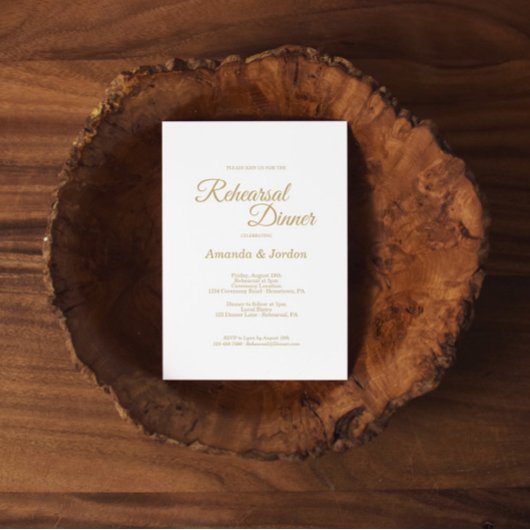 Invitation Dîner de répétition de calligraphie or simple