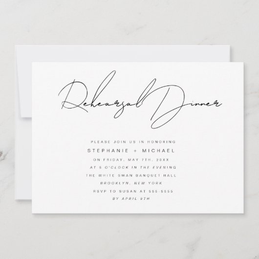 Invitation Dîner de répétition de calligraphie simple Invitat (Devant)