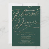 Invitation Dîner de répétition de calligraphie verte romantiq (Devant)