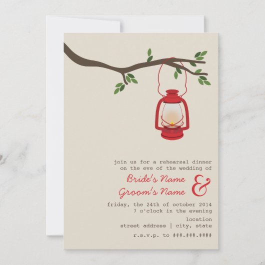 Invitation Dîner de répétition de camping de région sauvage (Devant)