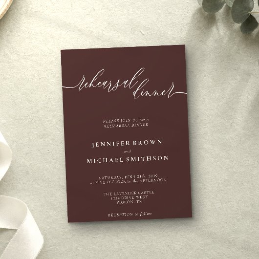 Invitation Dîner de répétition de célébration marron chocolat