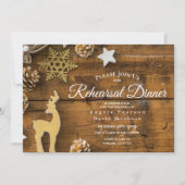 Invitation Dîner de répétition de cerfs de Noël rustique (Devant)