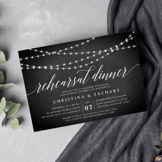 Invitation Dîner de répétition de Chalkboard Garland Invitati